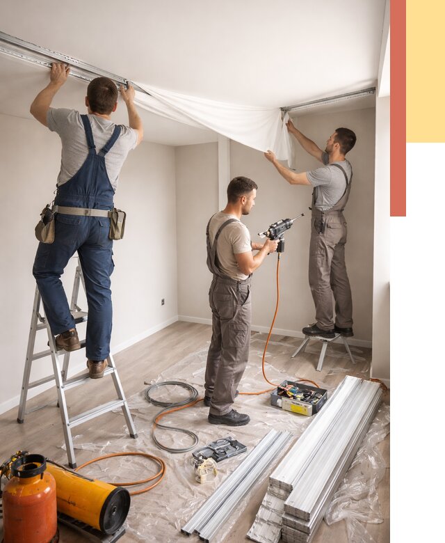 Монтаж натяжного потолка в студии в грозном от 5644 руб. — быстро и недорого | ОТДЕЛОЧНИК-Грз