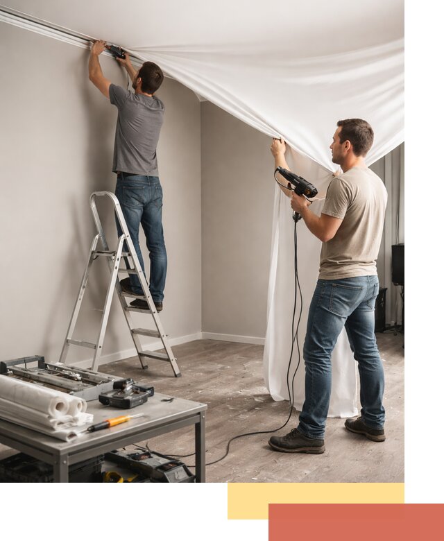 Монтаж натяжного потолка в студии в грозном