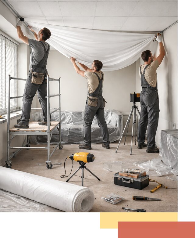 Монтаж натяжного потолка в офисе в грозном