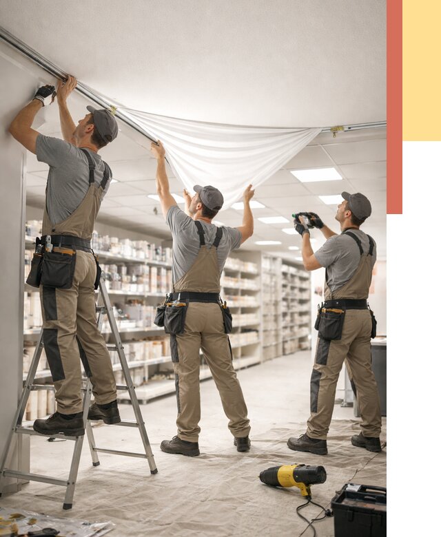 Монтаж натяжного потолка в магазине в грозном от 4617 руб. быстро и недорого | ОТДЕЛОЧНИК-Грз