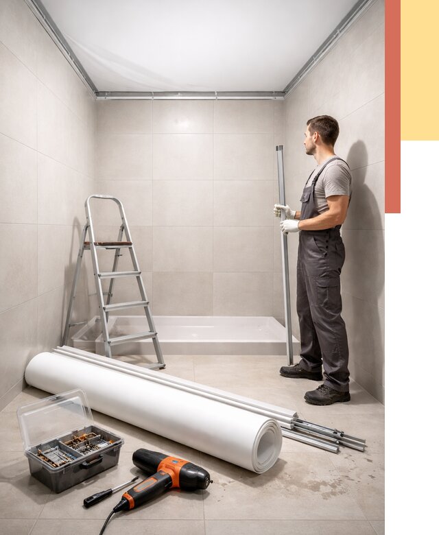 Монтаж натяжного потолка в санузле в грозном от 1898 руб. — ОТДЕЛОЧНИК-Грз