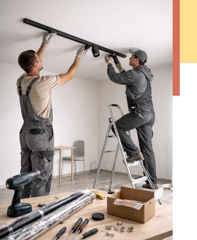 Установка трековых светильников в натяжной потолок в грозном от 4310 руб. | ОТДЕЛОЧНИК-Грз