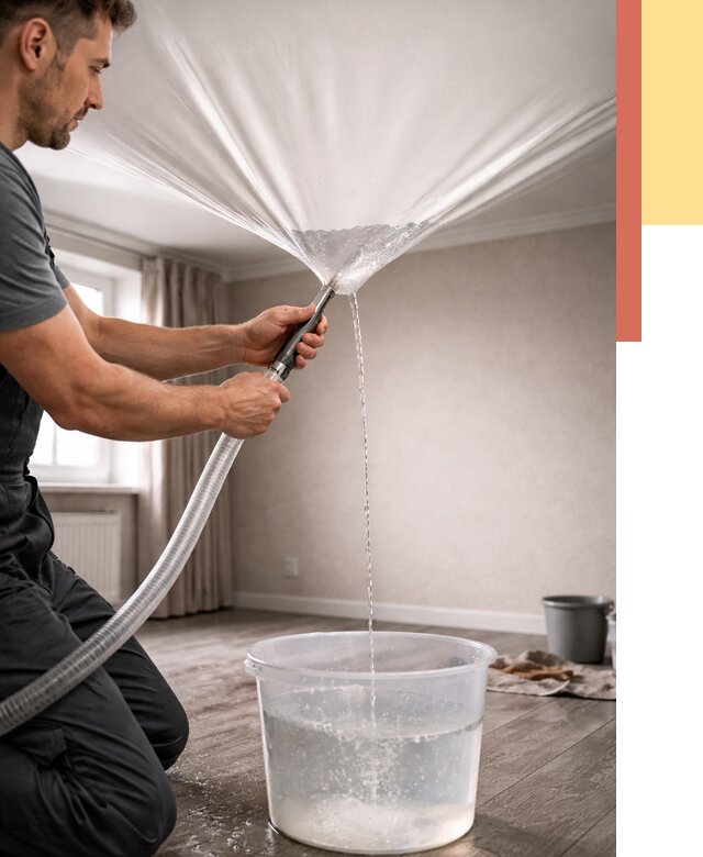 Слив воды с натяжного потолка в грозном от 2565 руб. быстро и недорого | ОТДЕЛОЧНИК-Грз