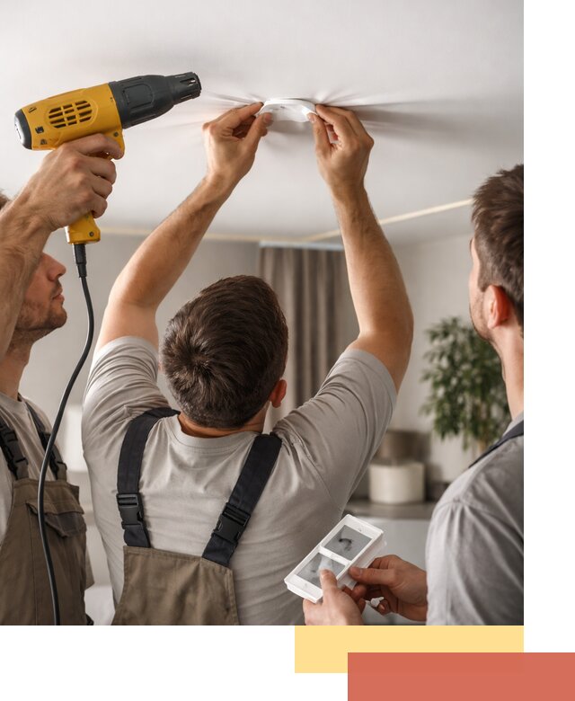 Ремонт прокола полотна натяжного потолка в грозном