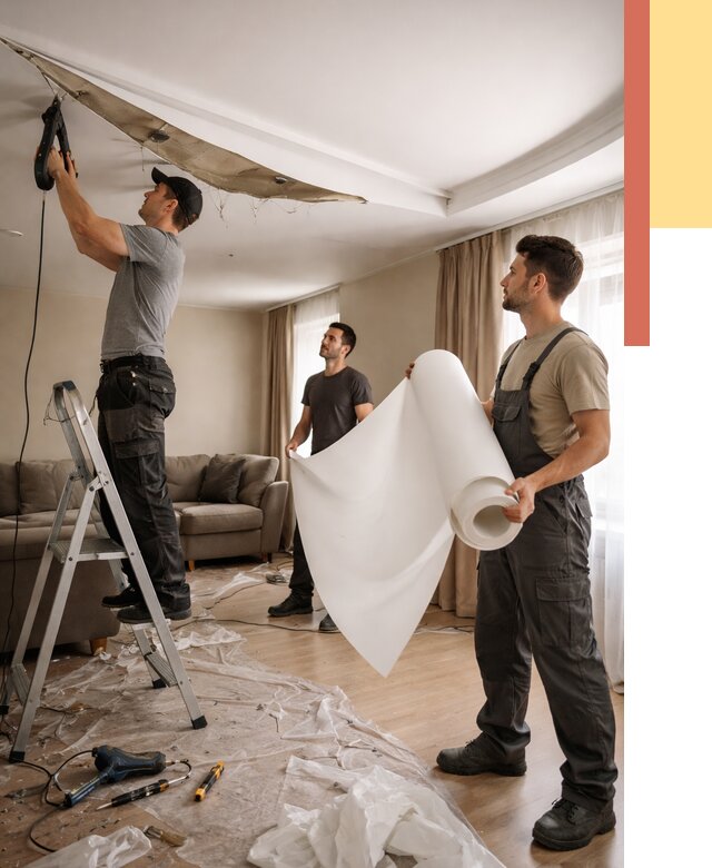 Замена полотна натяжного потолка в грозном от 9748 руб. быстро и недорого | ОТДЕЛОЧНИК-Грз