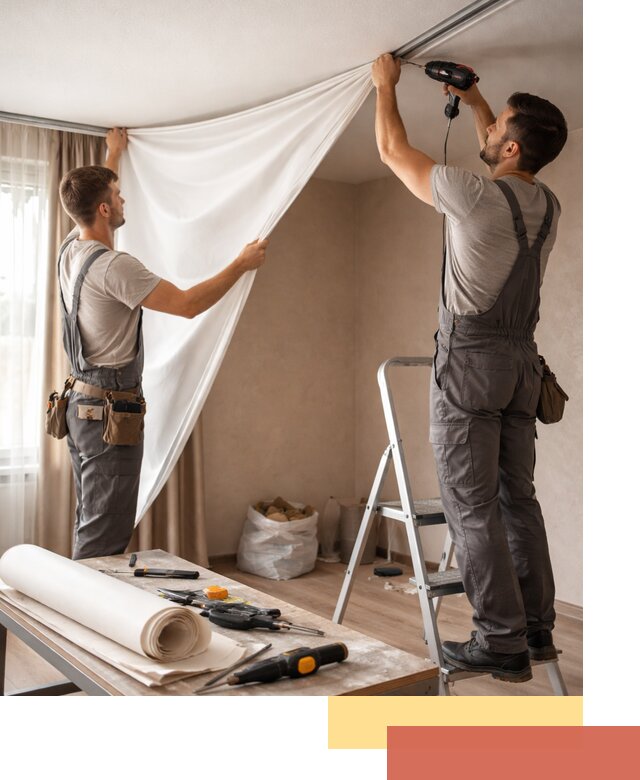 Замена полотна натяжного потолка в грозном быстро и качественно