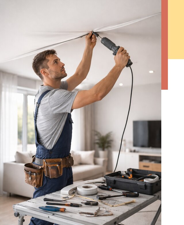 Ремонт натяжных потолков в грозном от 9748 руб. под ключ — ОТДЕЛОЧНИК-Грз