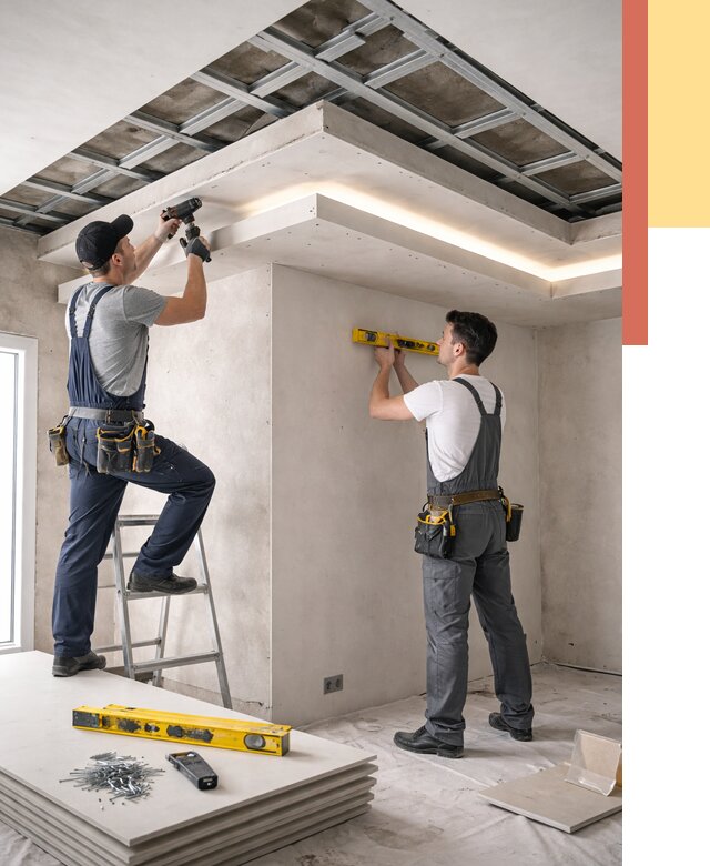 Двухуровневый потолок из гипсокартона в грозном от 1488 руб. под ключ | ОТДЕЛОЧНИК-Грз