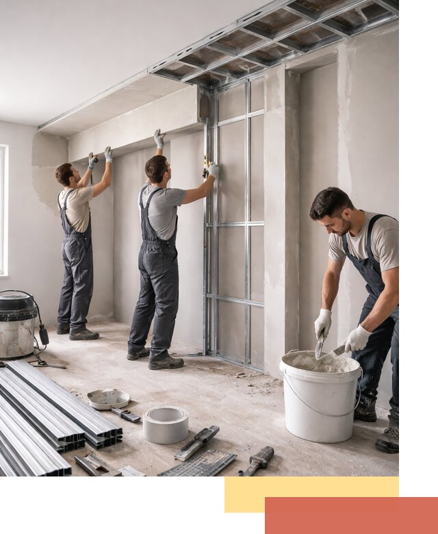 Монтаж потолка из гипсокартона с нишей в грозном