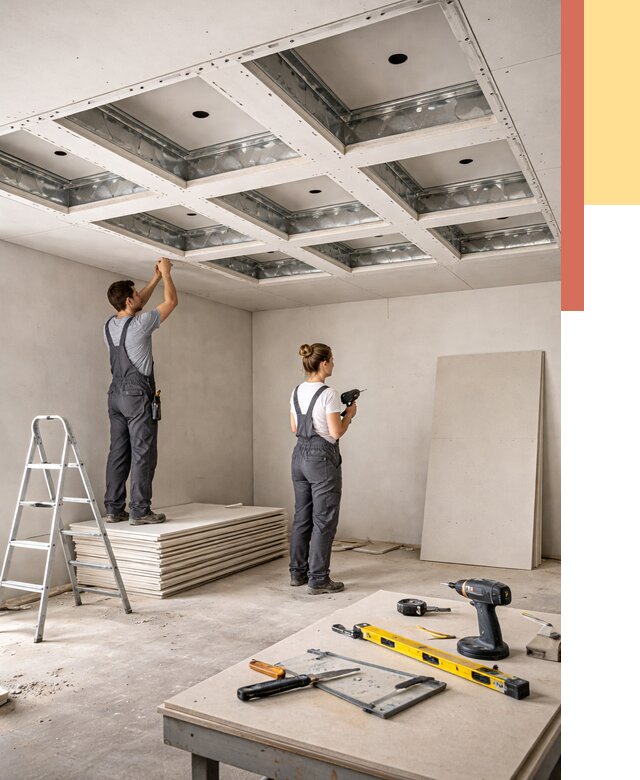 Кессонный потолок из гипсокартона в грозном от 1898 руб. — монтаж и под ключ | ОТДЕЛОЧНИК-Грз