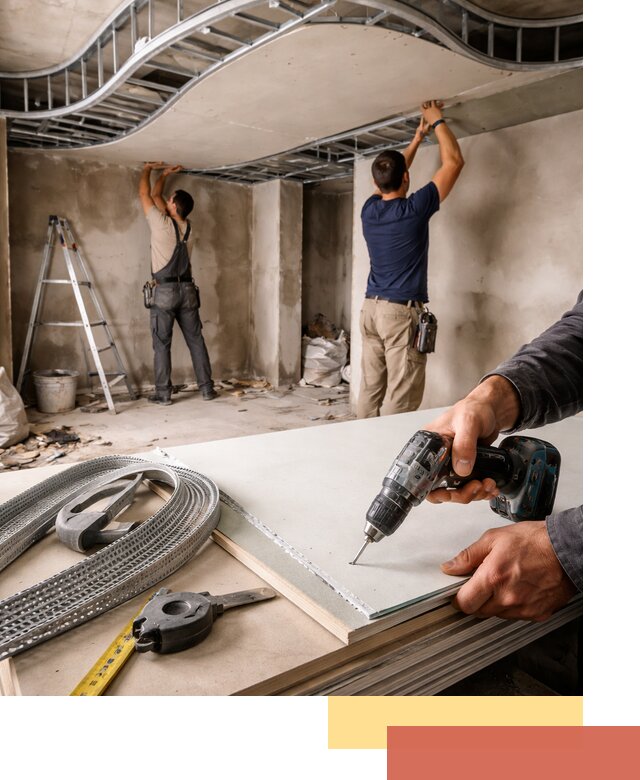 Криволинейный потолок из гипсокартона в грозном — монтаж и отделка