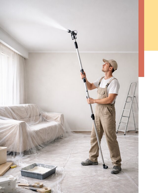 Покраска потолка краскопультом в грозном от 4617 руб. быстро и недорого | ОТДЕЛОЧНИК-Грз