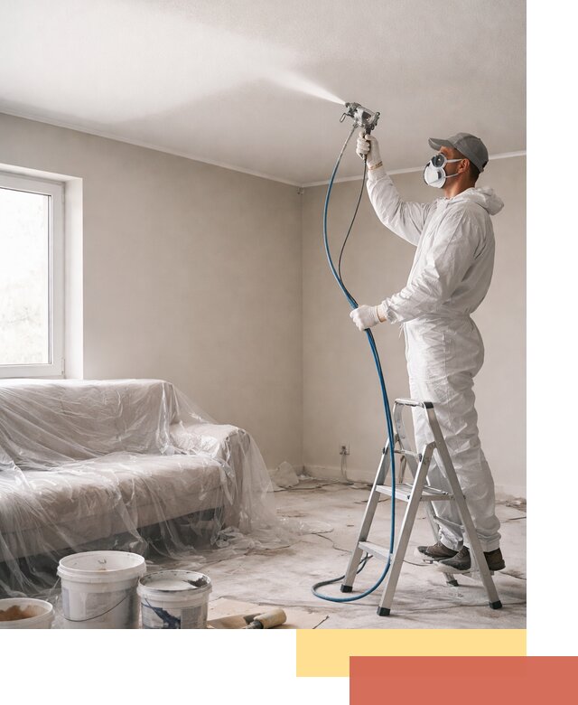 Покраска потолка краскопультом в грозном быстро и качественно