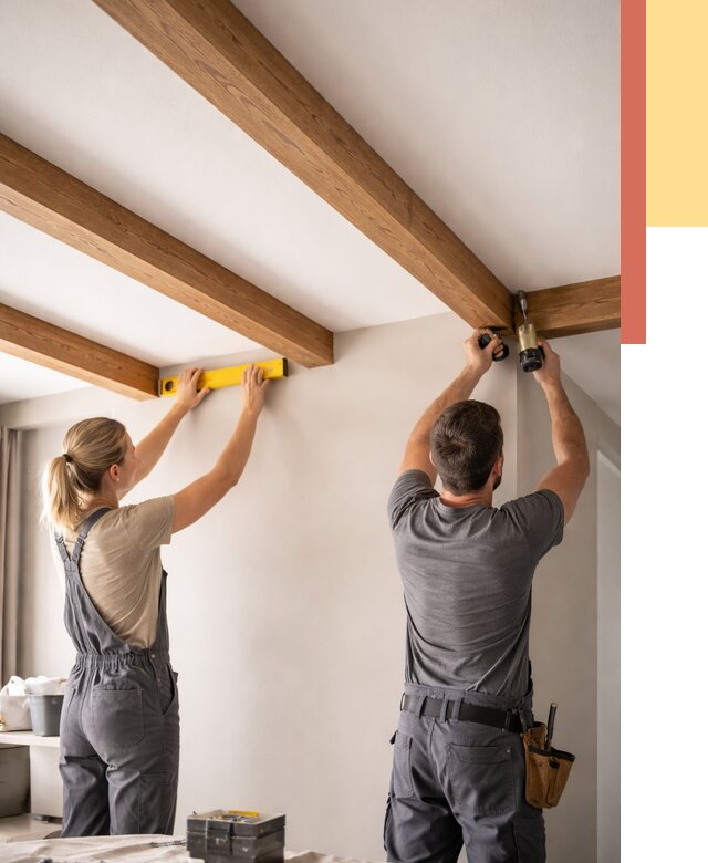 Монтаж декоративных балок на потолок в грозном от 4310 руб. — ОТДЕЛОЧНИК-Грз